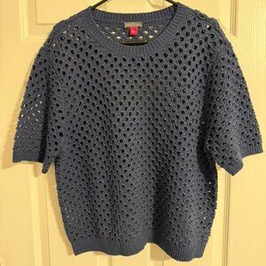 Vince Camuto Short Sleeve Navy Blue Sweater Size L